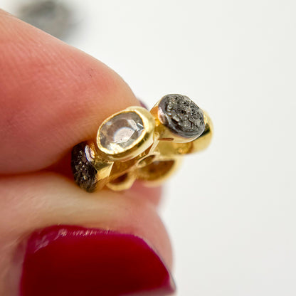 DC747. Diamond Sterling Silver Spacer Bead with Gemstone