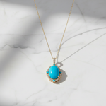 Load image into Gallery viewer, CP97321TQ14X10. 18K Solid Gold Diamond &amp; Turquoise Pendant