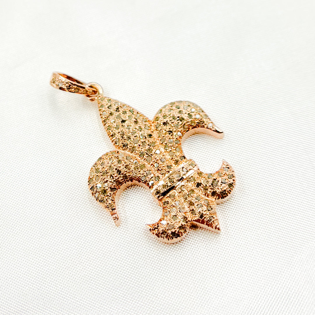 DP242. Diamond Sterling Silver Fleur De Lis Shape Pendant