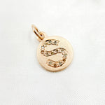 Load image into Gallery viewer, DC078. Diamond Sterling Silver Letter &quot;S&quot; Round Charm
