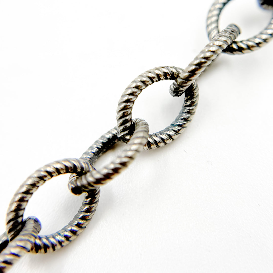 184OX. Oxidized Sterling Silver Twisted Oval Link Chain