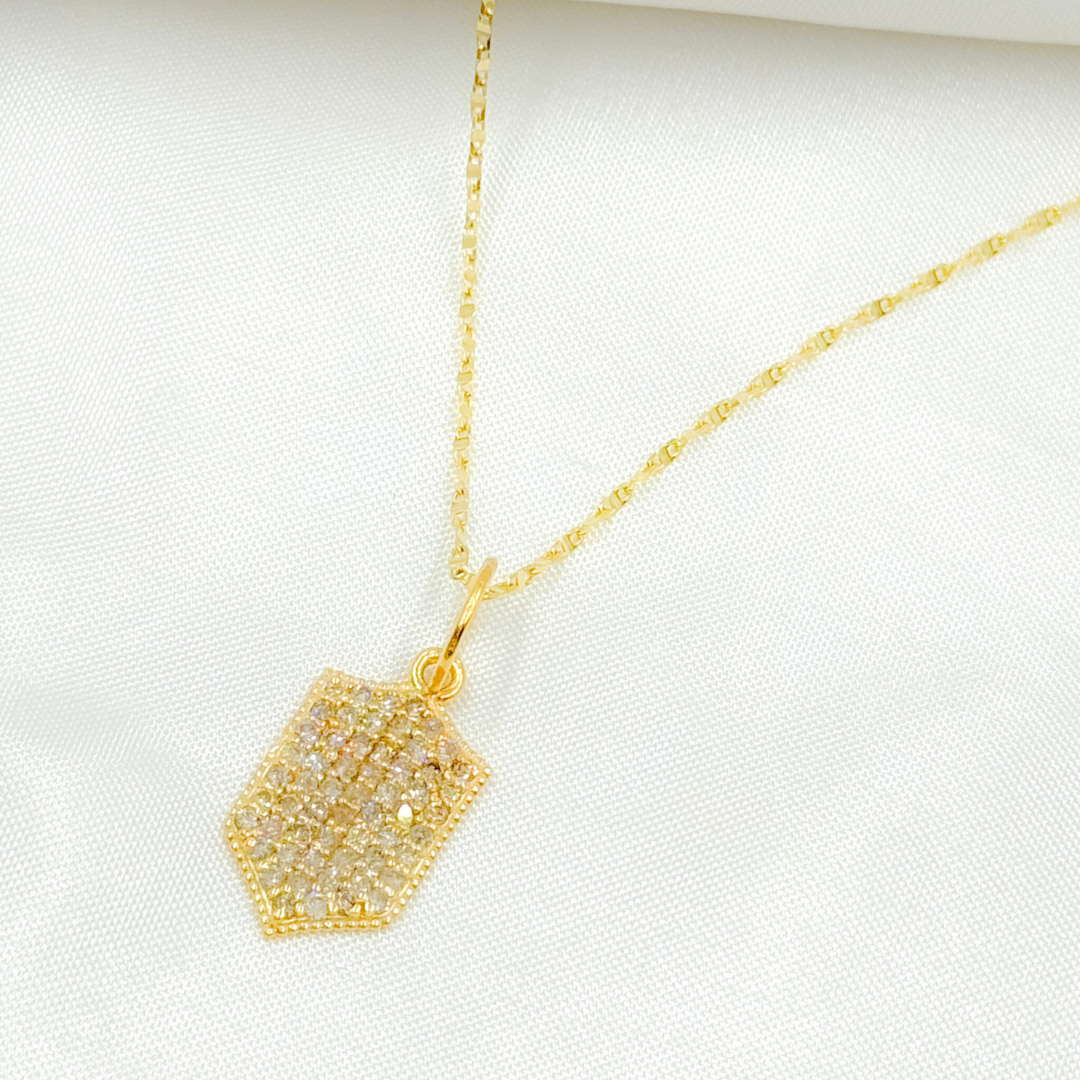 14K Solid Gold Shield Charm with Diamonds. GDP610