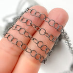 Load image into Gallery viewer, V276BR. Black Rhodium Sterling Silver Twisted Round Link Chain
