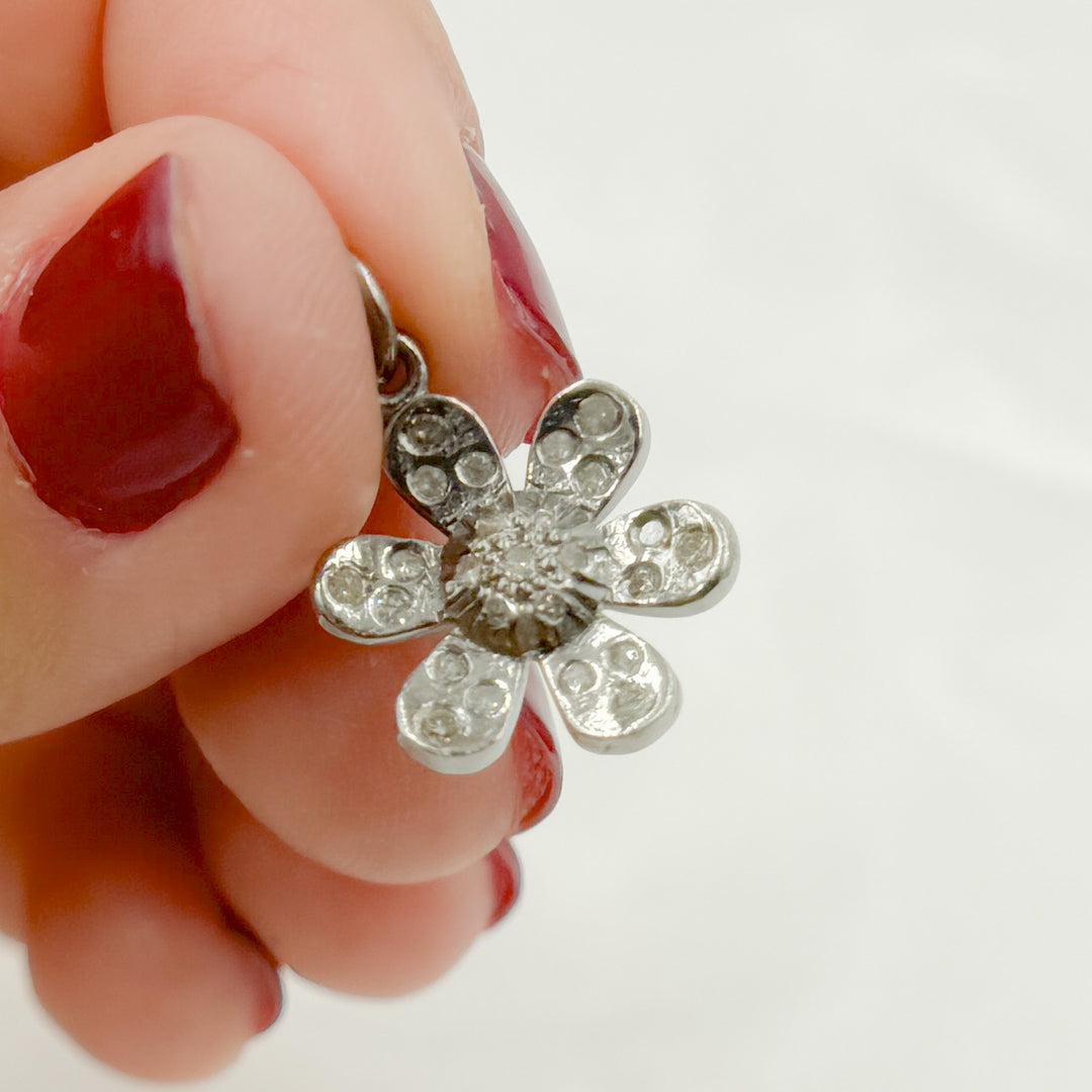 DC480. Diamond Sterling Silver Flower Charm