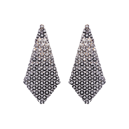 EFP54086. 14K Solid White Gold  Mesh Earrings with Diamonds