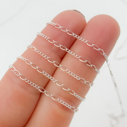 1653CSS. 925 Sterling Silver 3 Long and 5 Short Link Chain
