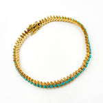 Load image into Gallery viewer, BFN60696TQ. 14k Solid Gold Diamond and Turquoise Bracelet