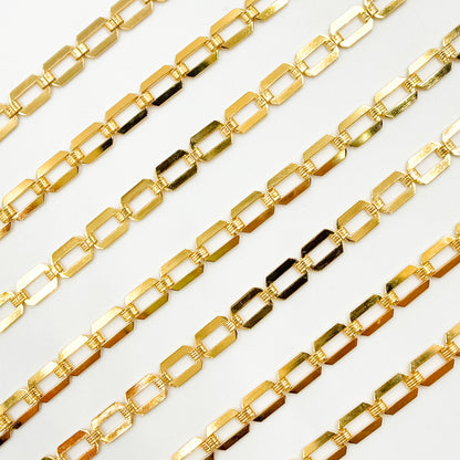 11SM60GF. 14K Gold-Filled Modern Rectangular Fancy Link Chain