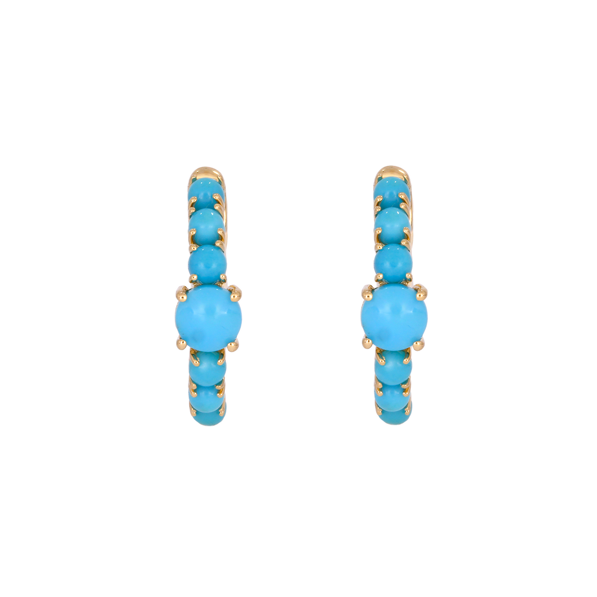 Buy 14K Solid Gold Turquoise Hoops