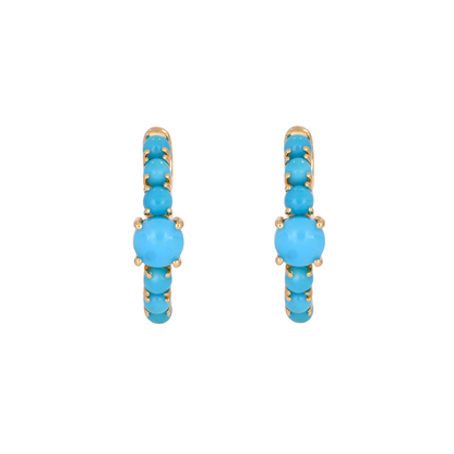 Buy 14K Solid Gold Turquoise Hoops