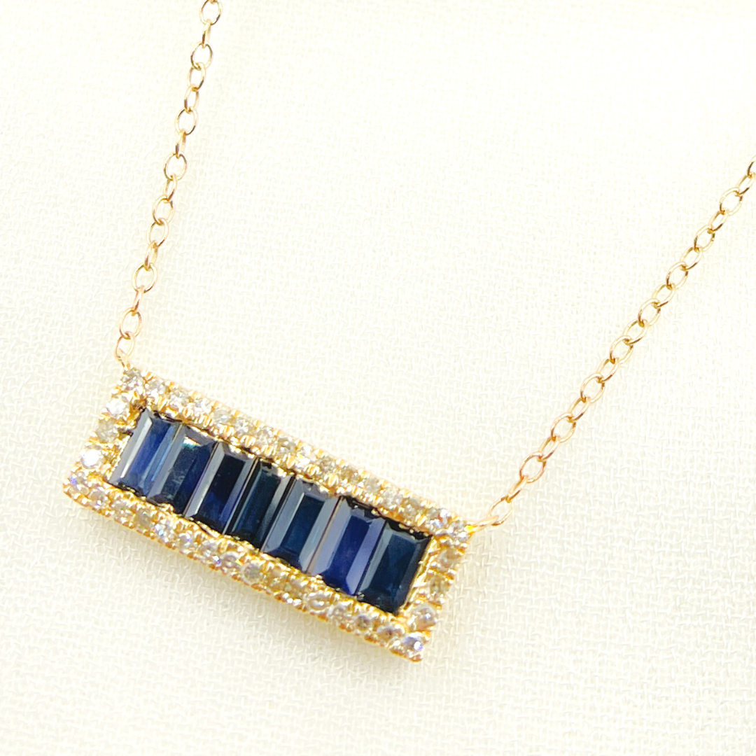 14k Solid Gold Diamond & Gemstone Necklace. NFN71044