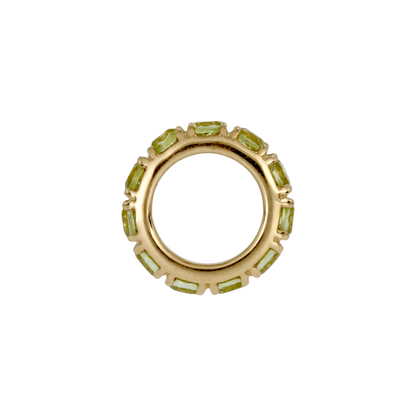 14K Solid Gold Gemstone Round Ring Slider