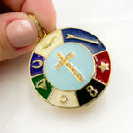 Load image into Gallery viewer, DP529A. Diamond Sterling Silver Round Cross Enamel Pendant
