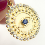 Load image into Gallery viewer, 14K Solid Gold Diamond Evil Eye Circle Charm. GDP436
