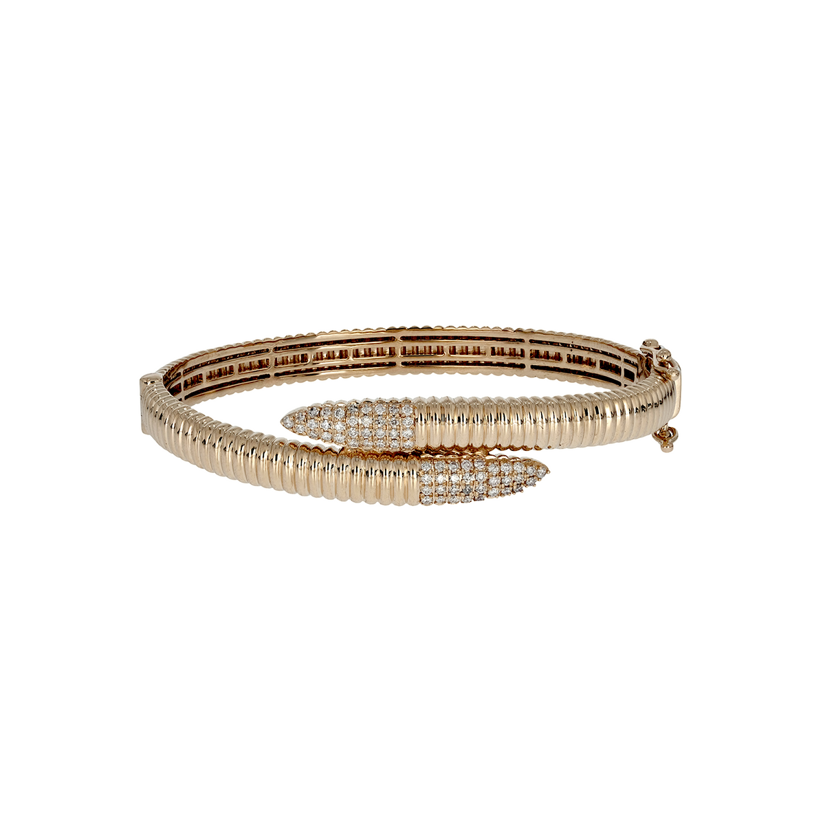 BNH68515. 14K Solid Gold Diamond Fancy Bangle