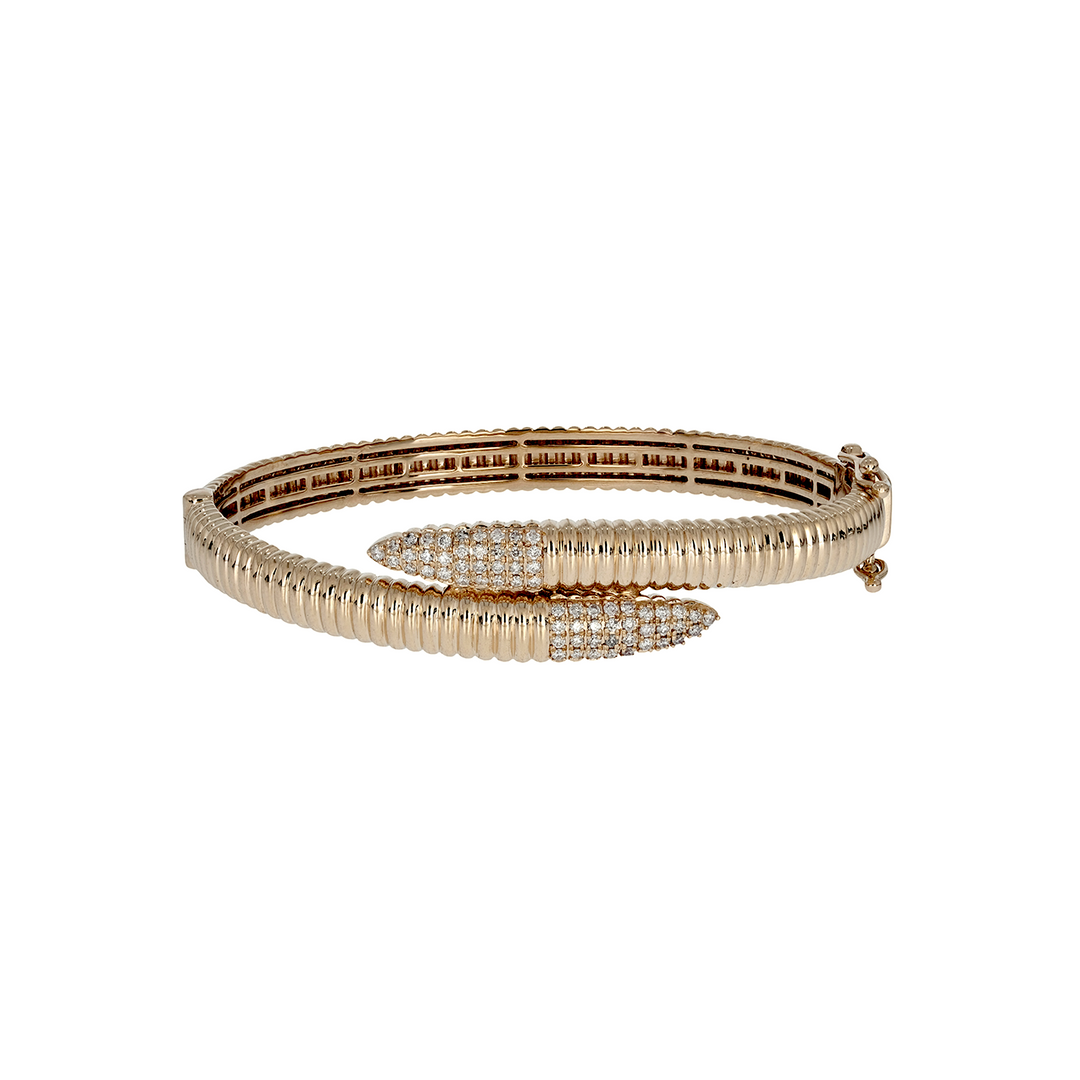 BNH68515. 14K Solid Gold Diamond Fancy Bangle