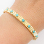 Load image into Gallery viewer, BNZ68428TQ. 14k Solid Gold Gemstone Bangle
