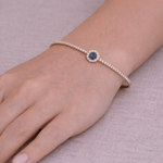 Load image into Gallery viewer, BNJ68619B. 14K Gold Blue &amp; White Diamond Elegant Open Bangle