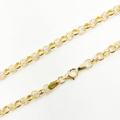 140HVR0194001. 14K Yellow Gold Round Rolo Chain ��� Lightweight Hollow Link Necklace