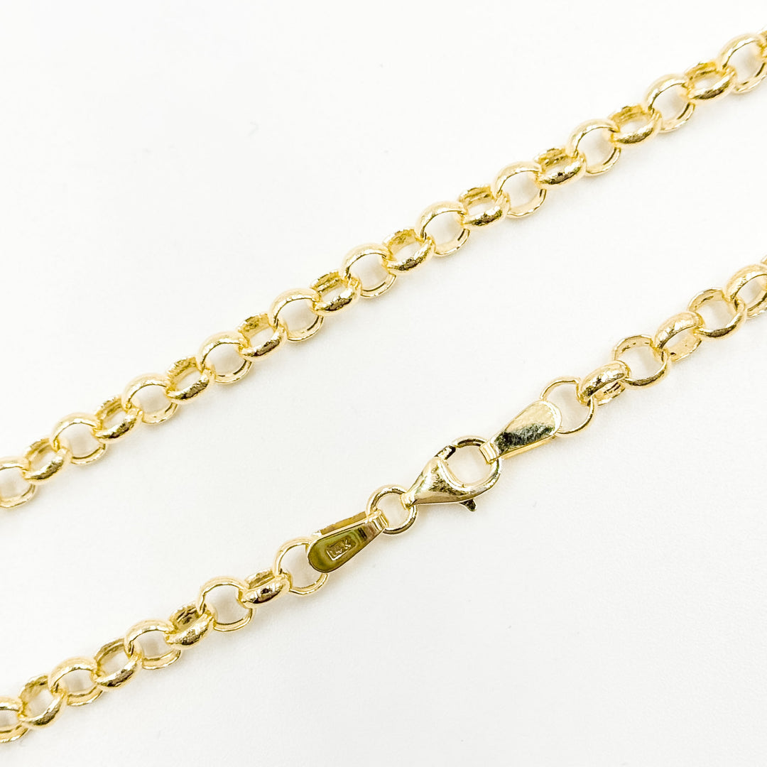 140HVR0194001. 14K Yellow Gold Round Rolo Chain – Lightweight Hollow Link Necklace