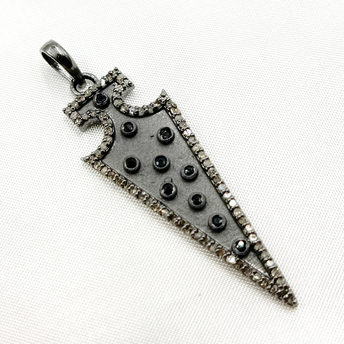 Diamond Silver Arrow Head Pendant with Gemstone