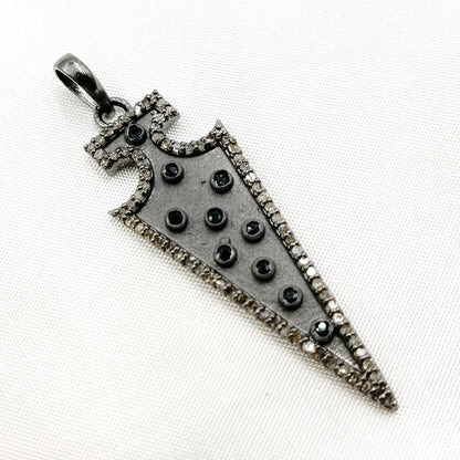 Diamond Silver Arrow Head Pendant with Gemstone
