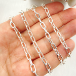 Load image into Gallery viewer, V151SS. Sterling Silver Hollow Flat Paperclip Link Chain

