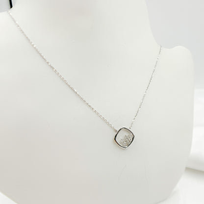 NT401198. 14k Solid Gold Diamond Square Necklace