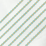 Load image into Gallery viewer, V244TURGP. Sterling Silver Gold Plated Turquoise Enamel Cable Link Chain
