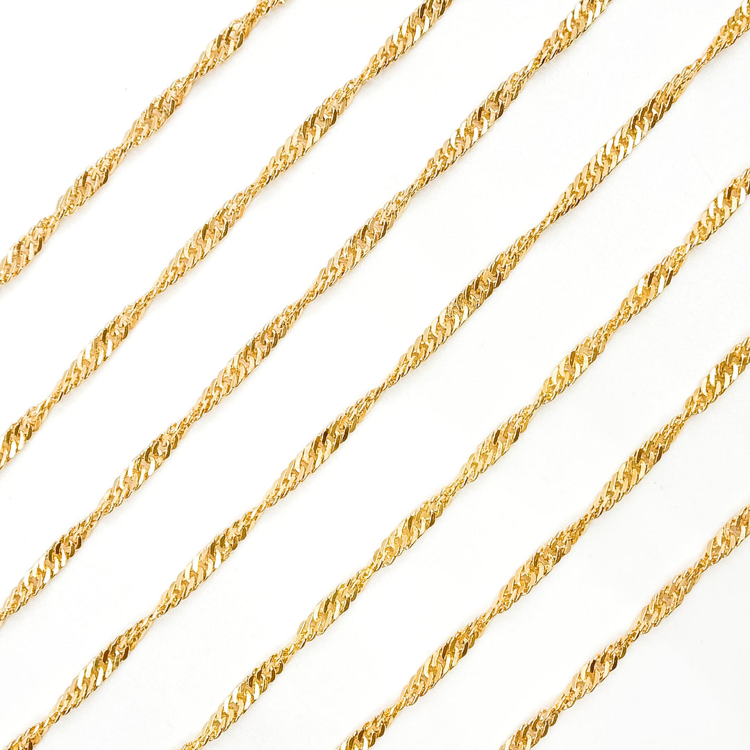 V318GF. 14K Gold Filled Twisted Singapore Unfinished Chain