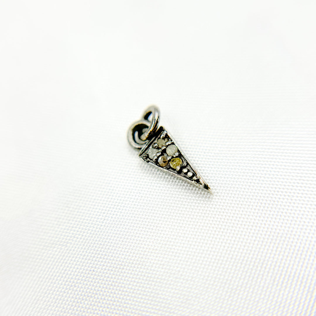 DC351. Diamond Silver Mini Spike Charm