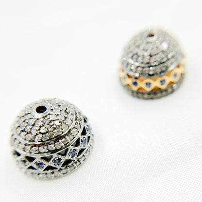 DC756. Diamond & Sterling Silver Bead Cap