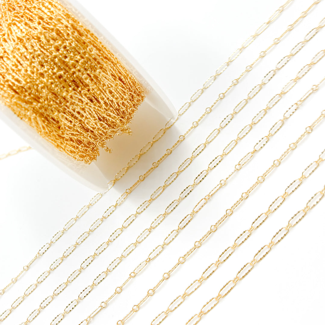 161TDGF. 14k Gold Filled Smooth Long and Short Dapped Link Chain