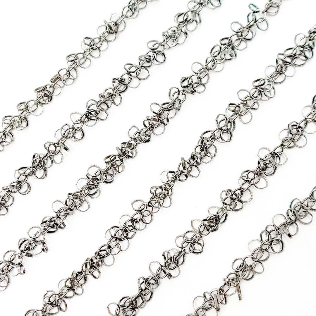 V109BR. Black Rhodium Sterling Silver Dangle Chain