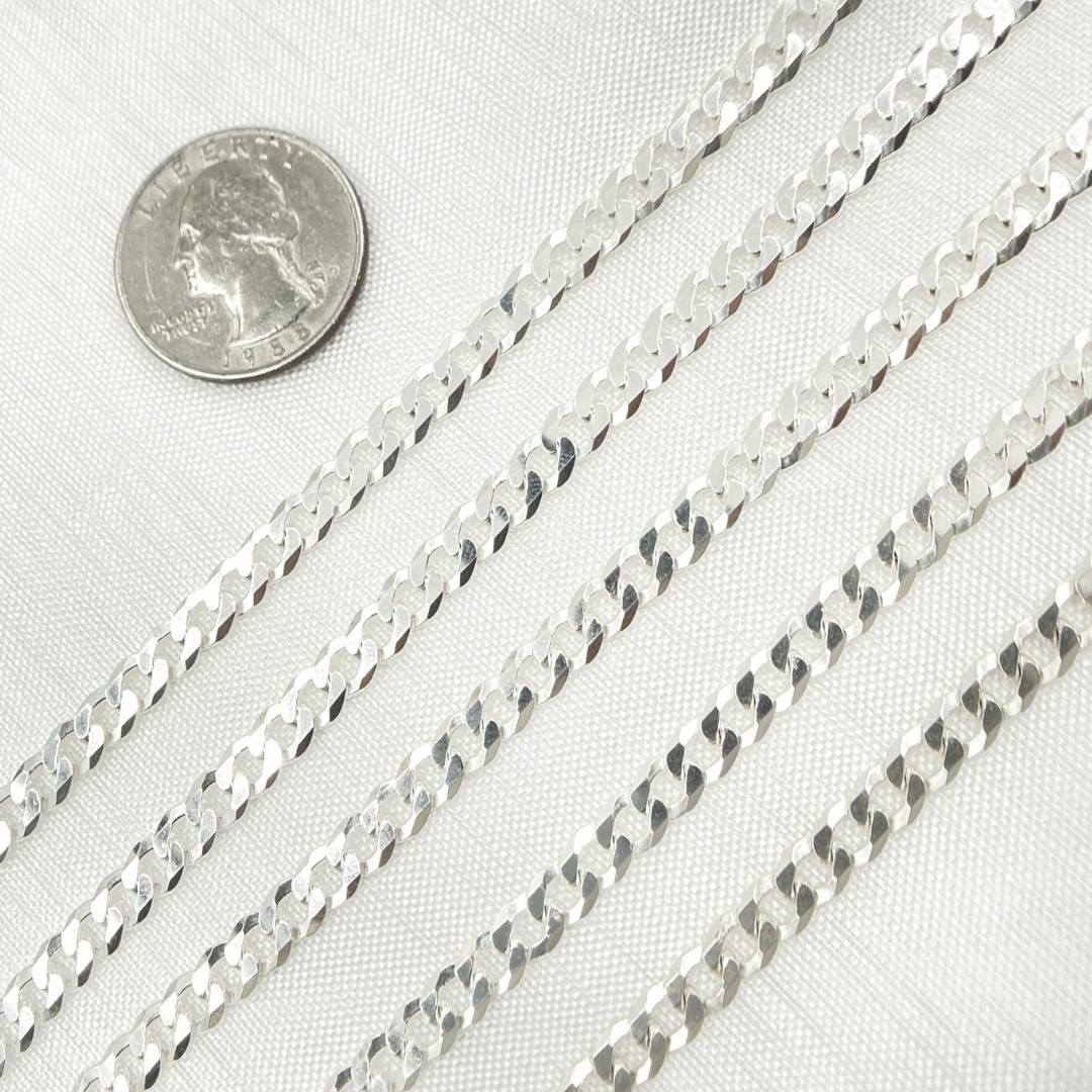 925 Sterling Silver Flat Curb Link Chain. Y73SS