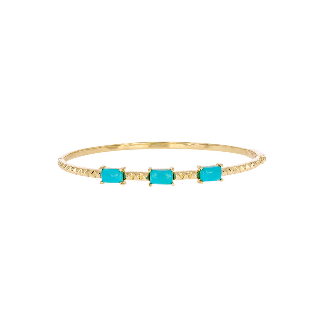 CB96494. 14K Solid Gold Gemstone Bangle