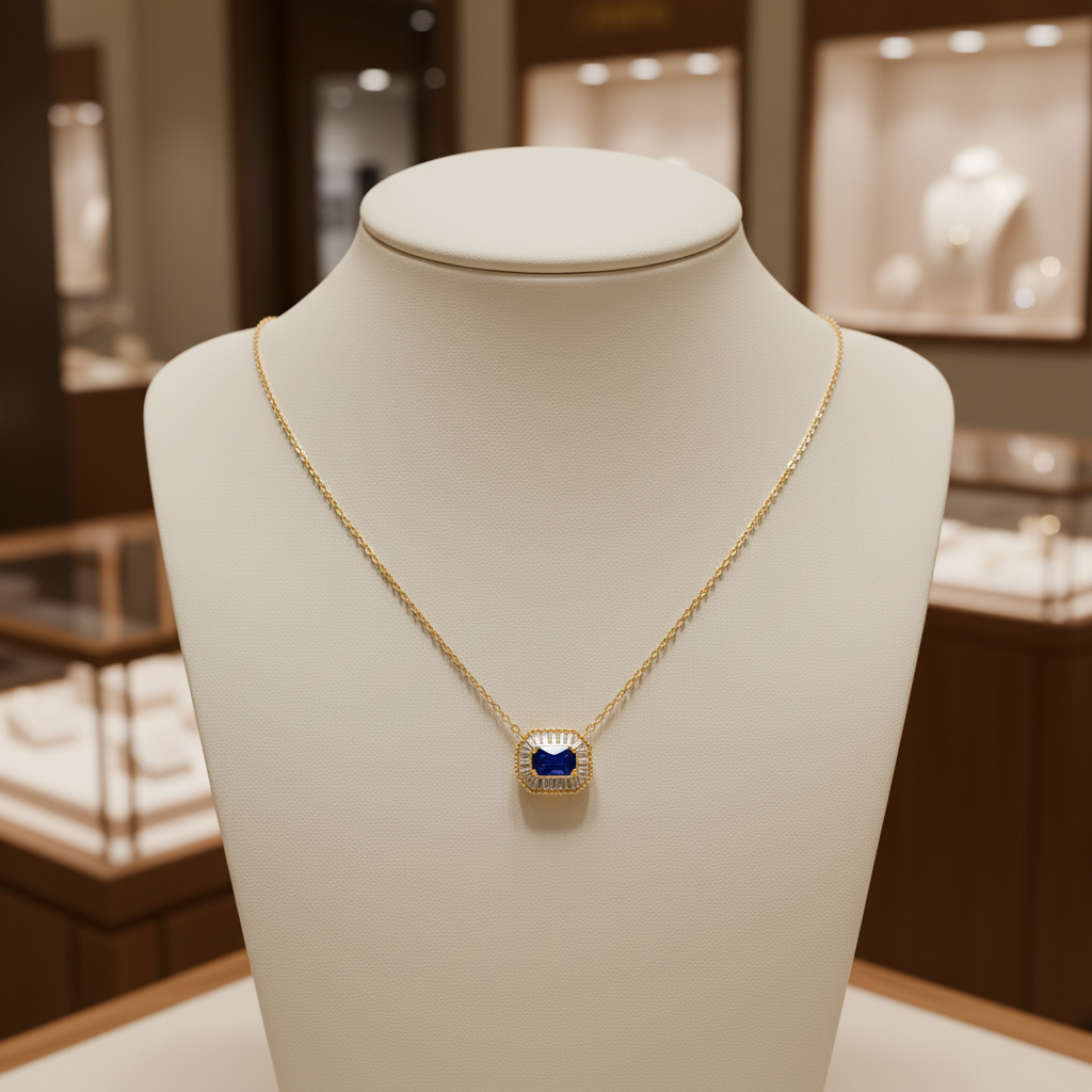 NT405922. 14K Solid Gold Octagon Gemstone Fancy Tiny Necklace