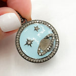 Load image into Gallery viewer, DP468A. Diamond Sterling Silver Round Planet and Star Enamel Pendant
