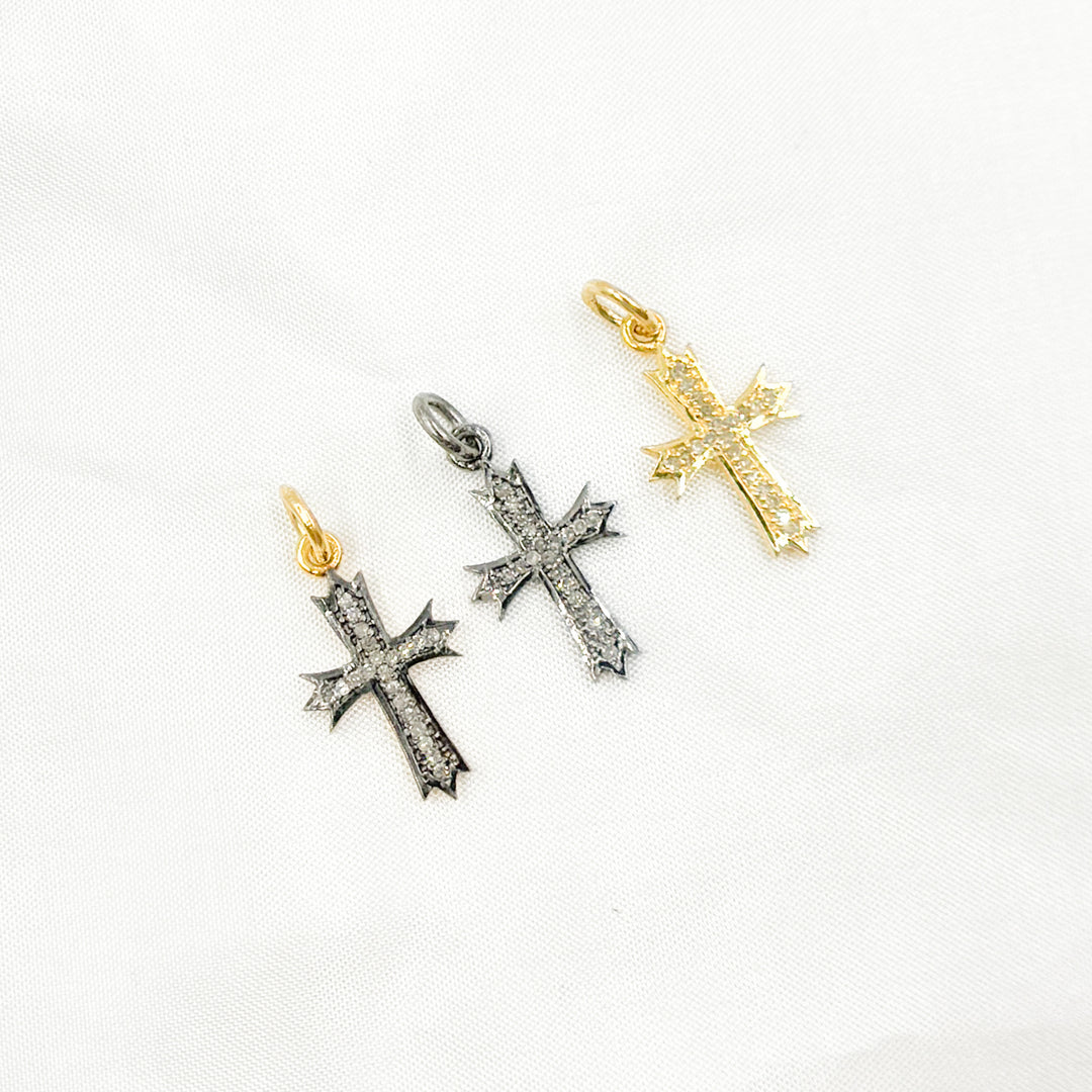 DC320. Diamond Sterling Silver Cross Pendant