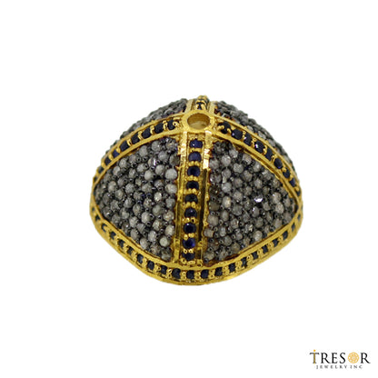 DC751. Diamond & Sterling Silver Bead Cap.