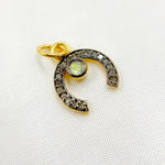 Load image into Gallery viewer, DC596. Diamond Silver Horseshoe Charm with Gemstone
