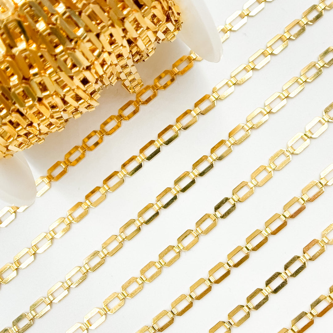 11SM64GF. 14K Gold-Filled Modern Rectangular Fancy Link Chain