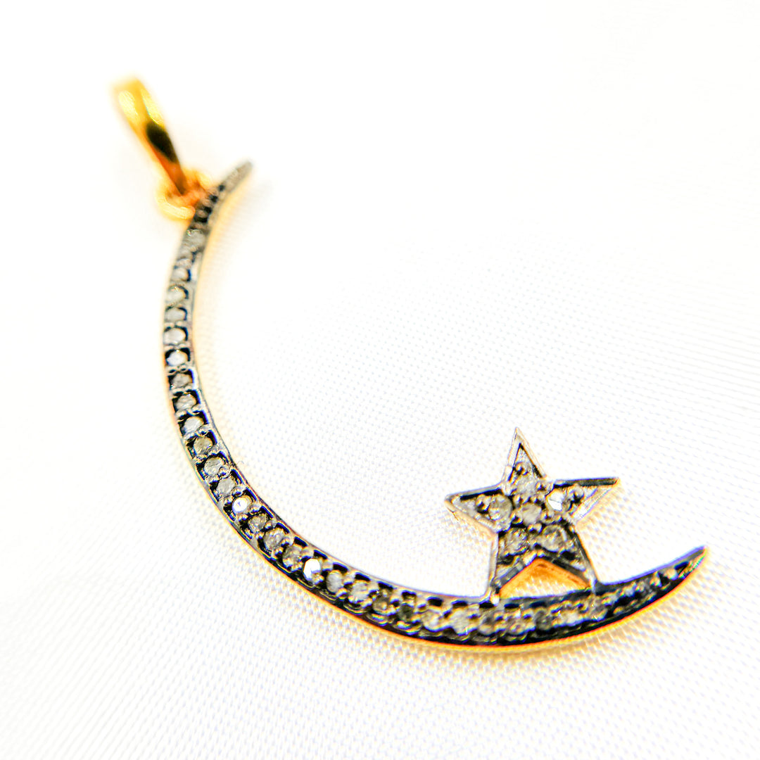 DP491. Diamond Sterling Silver Moon and Star Pendant