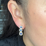 Load image into Gallery viewer, 14k Solid Gold Diamond and Blue Sapphire Dangle Earrings.  EFF52119BS
