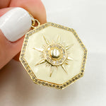 Load image into Gallery viewer, DP748A. Diamond Sterling Silver Octagon Sun Enamel Pendant
