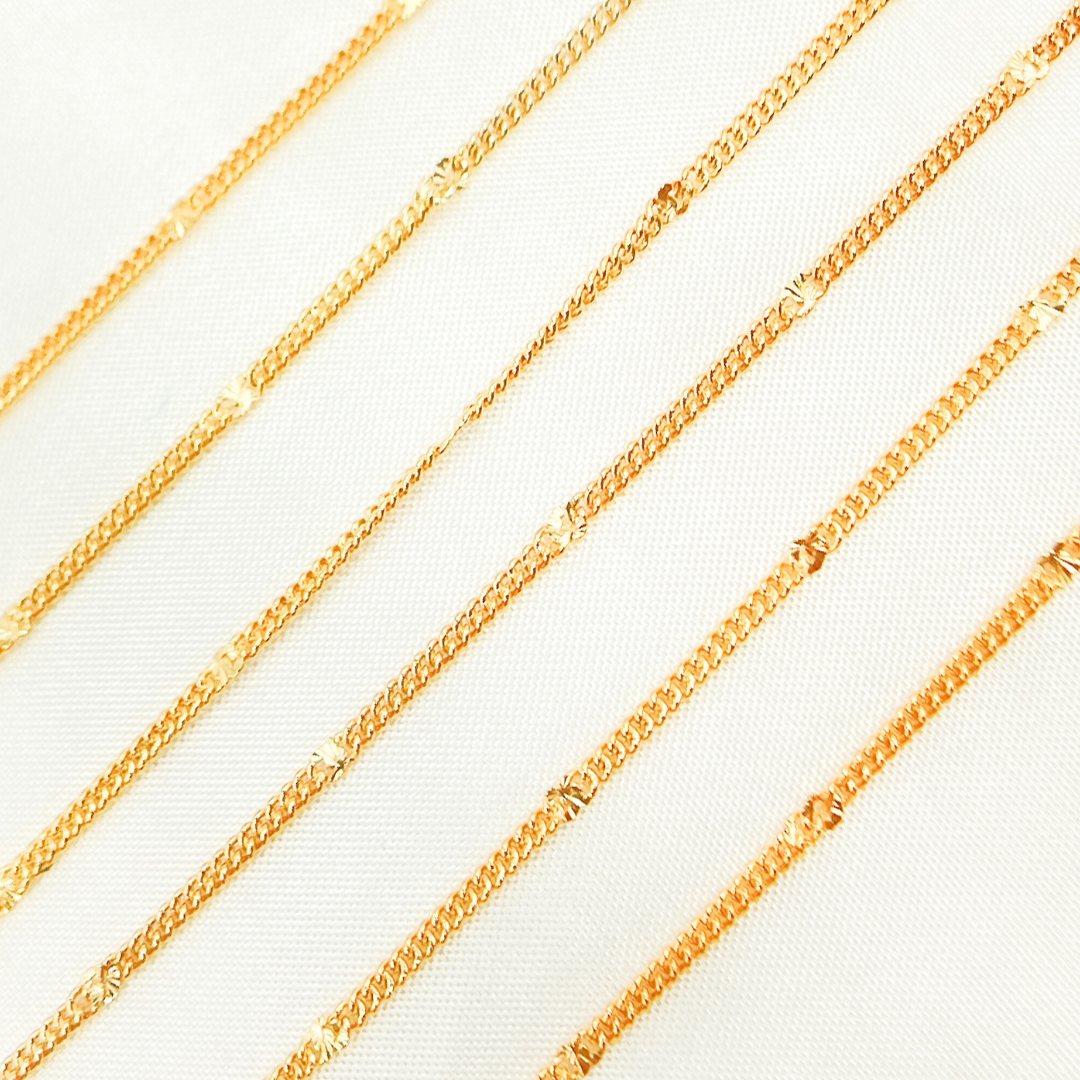 14k Gold Filled Curb Chain with Diamond Cut Marina Link