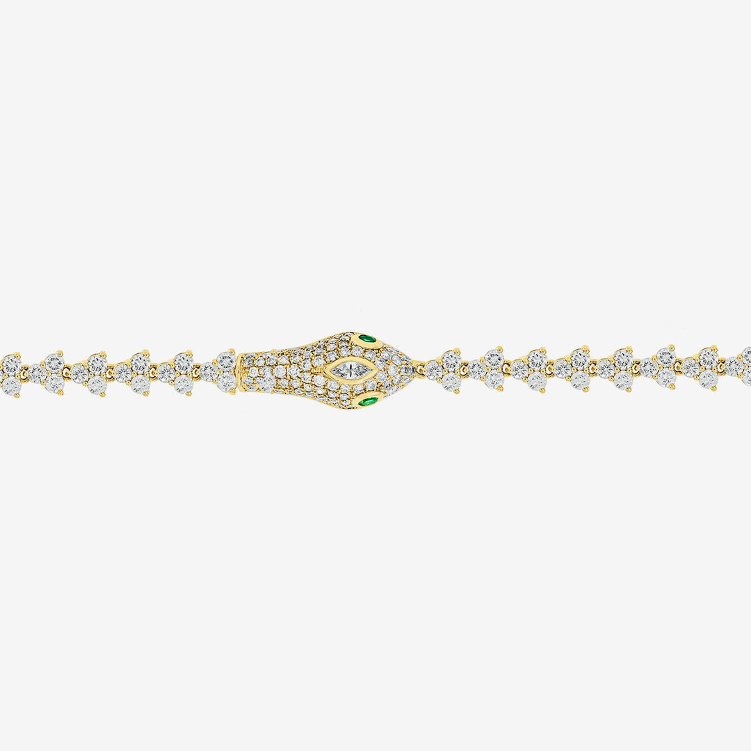 BFR60931EM. 14k Solid Gold Diamond and Emerald Bracelet