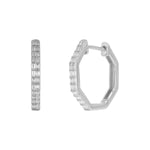 Load image into Gallery viewer, EHE56546. 14k Solid Gold Diamond Octagon Hoops