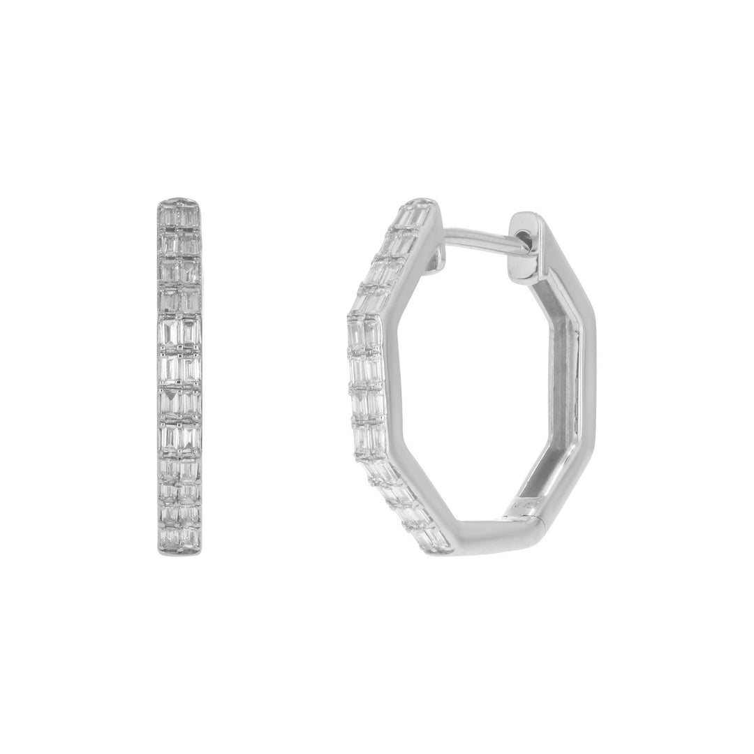 EHE56546. 14k Solid Gold Diamond Octagon Hoops