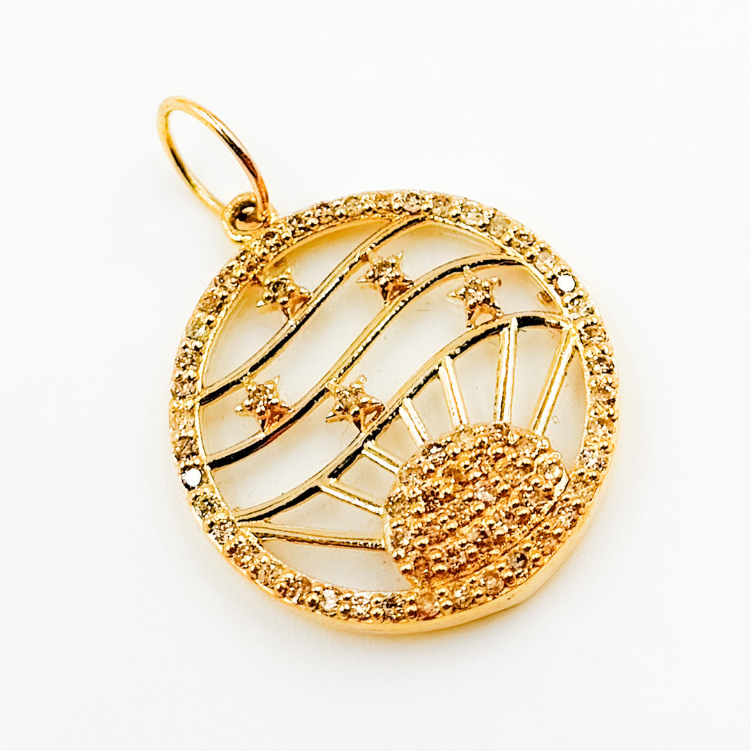 GDP577. 14K Gold Round Pendant